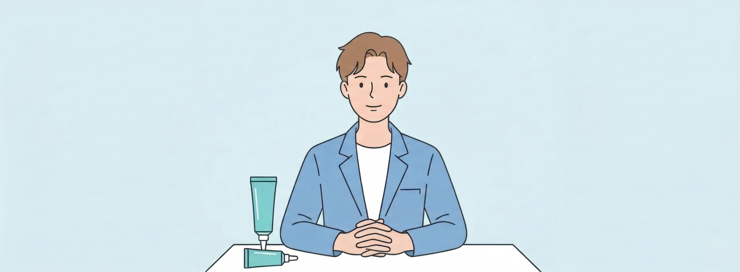 깨끗한 연구소 배경에서 전문 연구원이 메디리턴 요좁크림과 농낭크림을 들고 피부 고민별 맞춤 성분을 추천하는 전문가 이미지.